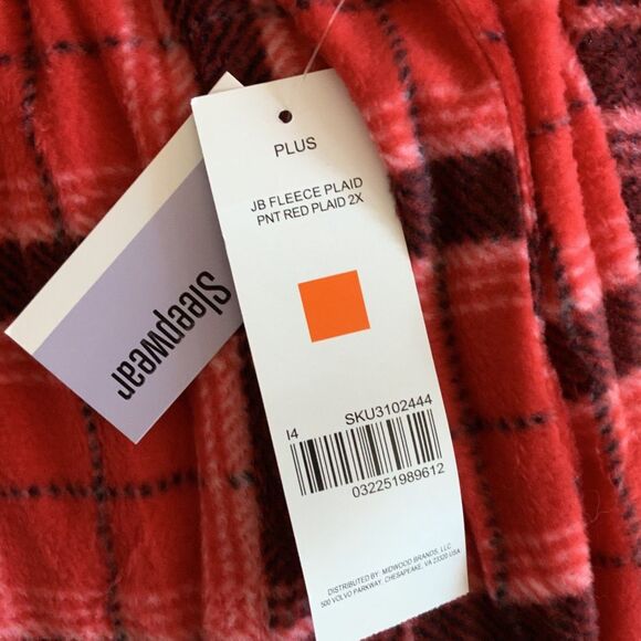 NWT!! Red Plaid Fleece Drawstring Pajama Pants Unisex Size 2X - Picture 7 of 8